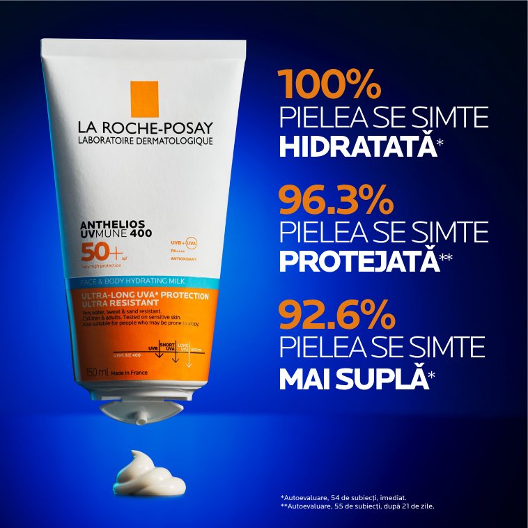 Lotiune Plaja SPF 50 ANTHELIOS UVMUNE 400 Lapte hidratant pentru fata si corp SPF50 Plus Lotiune protectie solara hidratanta fata si corp