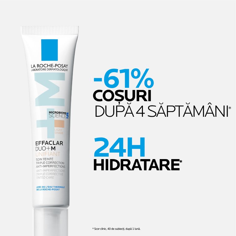 EFFACLAR DUO+M UNIFORMIZATOR reduce cosurile cu pana la 60 la suta dupa primele 4 saptamani