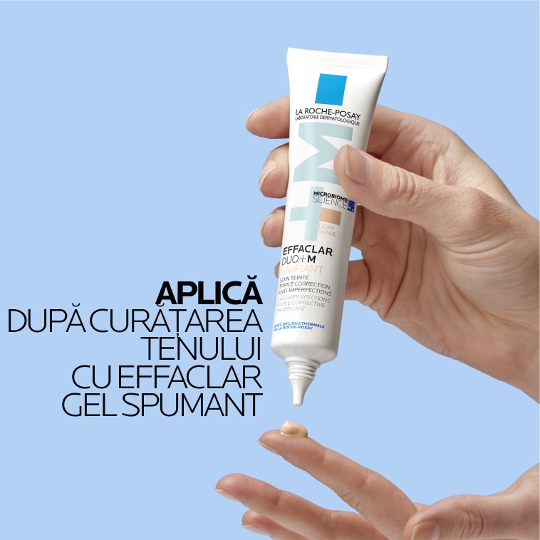 Aplica Effaclar Duo+M Uniformizant dupa curatarea tenului cu Effaclar Gel Spumant