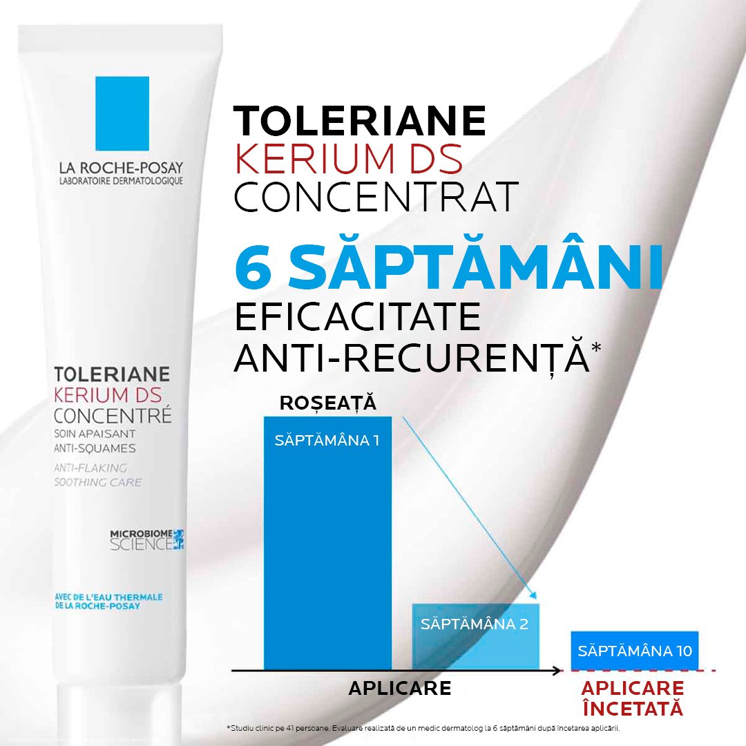 Toleriane Kerium DS Concentrat 6 saptamani eficacitate anti recurente roseata