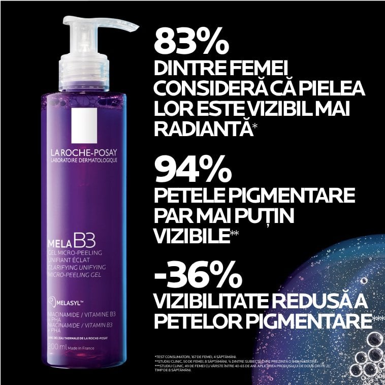 Beneficii Mela B3 Gel micro exfoliant fata anti pete pigmentare